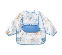 Bavoirs portables à manches - bavoirs à corps complet réglable, tablier de poche | Easy Clean Bilkler En prenant des vêtements de change, design imperméable confortable avec rangement pour l', bleu