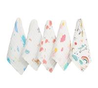 Bavoirs Pour Bébé De Haute Qualité - 100 % Coton, Lot De 5, Alimentation Sans Dégâts, Portables, Faciles D'entretien, Designs Élégants