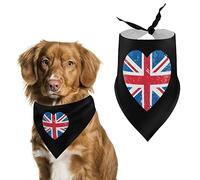 Bavoirs Triangle pour Chien, Drapeau rétro en Forme de cœur, Bandana pour Chien, écharpe Mignonne pour Animal de Compagnie, Petit, Moyen et Grand gabarit, Royaume-uni et Grande-Bretagne