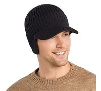 Bavokon Bonnets en Tricot pour Hommes - Bonnet Chaud à Double Manchette en Tricot | Bonnet d'hiver avec visière à Reve Chaud avec Bord, Bonnet Gavroche pour Homme avec visière