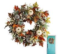 Bavokon Couronne Automne - 45cm 1/2 Couronne d'automne pour Porte D'entrée,Décoration Porte,GuirlanFeuille d'automne Citrouille,Couronne Porte Decor Automne GuirlanDécor