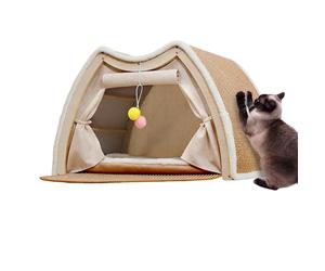 Bavokon Maison De Griffoir pour Chat,Maison De Repos Et De Jeu Équipée d'une Planche À Gratter en Sisal,Panière pour Chat Toutes Saisons - pour Repos Jeu Domicile Intérieur Salon Pièce pour Animaux