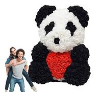 Bavokon Ours Fleur,Ours en Roses,Ours Fleur Artificielle Fleur Éternelle pour Anniversaire,Mariage,Ours en Peluche Fleurs Artificielles Fête des Mères,La Saint-Valentin, Anniversaire avec Nuptiale