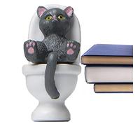 Bavokon Sculpture Figurine Chat, Petit Animal Assis sur des Toilettes, Résine Paysage Décoration Animaux Décor Moderne Résine Maison Cadeaux Arts