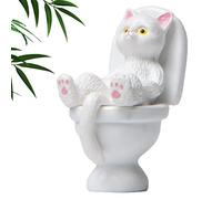 Bavokon Sculpture Figurine Chat | Petit Animal Assis sur des Toilettes,Sculptures en résine pour Amoureux des Chats, Figurine Amusante, étagère Jardin, Ornements Maison