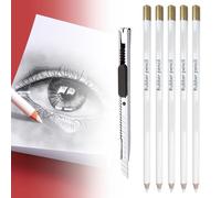 Bavooty Crayon, Professionnel, de Couleur,Dessin,de Charbon de Bois Blanc Esquisse Professionnelle Stylo,6 Pièces