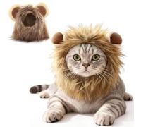 Bavooty Perruque crinière de lion pour chat, bandeau réglable pour petit animal de compagnie, couvre-chef en peluche douce pour tour de cou de 32 cm, accessoire d'hiver chaud réglable pour petits