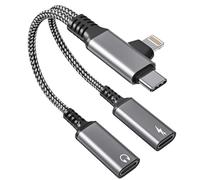 Bawanfa Plus Adaptateur casque USB C - Répartiteur casque Lightning et USB C vers Type-C et prise en charge des appels et de la charge rapide 60W, câble auxiliaire C 2 en 1, adaptateur casque Hi-Fi