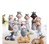 Bawiaueu Figurines De La Nativité De Noël - Statuette Religieuse De La Sainte Famille en Résine pour Crèche | Figurine de l'Ensemble de la Crèche de Noël - pour Table Bureau Plan de Travail Étagère