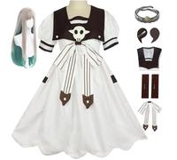 BAWKGDB Costume de Cosplay de Neneyashiro Hanako Kun, Robe, Tenue Avec Perruque, Nœud Papillon, Chaussettes Pour Halloween, Ensemble Comple (Marron + perruque, X-Small)