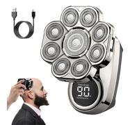 Bawldy Shaver Pro, Bawldy Head , 9D Floating Blade Head Shaver, IPX7 Waterproof Wet Dry Shaving, Intelligent LED Display, Rechargeable Cordless Razor (Silver)