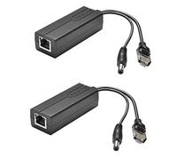 Bawofu Lot de 2 adaptateurs répartiteurs d'alimentation PoE actifs 48 V vers 12 V, CC 5,5 x 2,1 mm, conforme à la norme IEEE 802.3AF/at 10/100 Mbit/s avec sortie 12 V pour caméra de surveillance CCTV