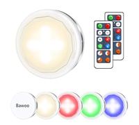 Bawoo Lampe murale à LED 6 pièces, 5 perles, lampe adhésive sans fil, multicolore, 2 télécommandes, buffet, placard, couloir, cuisine, maison