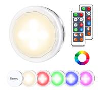 Bawoo Lot de 6 lampes d'armoire LED avec télécommande pour escaliers - Fonctionne avec piles - Pour chambre à coucher, armoire, cabinet, cuisine (couleur)