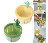BAWUTZ Crépine de vidange Cactus avec entretoise élargie, crépine de vidange Cactus pour évier de Cuisine, Panier de vidange Multifonctionnel, crépine d'évier de Cuisine autonettoyante (Farbe A,2PC)