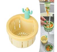 BAWUTZ Crépine de vidange Cactus avec entretoise élargie, crépine de vidange Cactus pour évier de Cuisine, Panier de vidange Multifonctionnel, crépine d'évier de Cuisine autonettoyante (Gelb A,1PC)