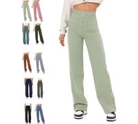 BAWUTZ Pantalon Stretch Décontracté Taille Haute pour Femme avec Poches, Super Élastique, Droit (Hellgrün, S)