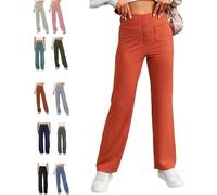 BAWUTZ Pantalon Stretch décontracté Taille Haute pour Femme, Pantalon Droit Taille Haute avec Poches, Pantalon Stretch décontracté, Pantalon Taille Haute Super élastique, Pantalon Droit (Rot,XXL)
