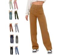 BAWUTZ Pantalon Stretch décontracté Taille Haute pour Femme, Pantalon Droit Taille Haute avec Poches, Pantalon Stretch décontracté, Pantalon Taille Haute Super élastique, Pantalon Droit (Khaki,XXL)