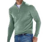 BAWUTZ Pull Basique zippé en Cachemire pour Homme, Polo Classique, Pull col v pour Homme, Manches Longues, Toucher Doux, Quart de Zip (Grün,5XL)