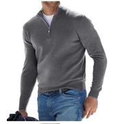 BAWUTZ Pull Basique zippé en Cachemire pour Homme, Polo Classique, Pull col v pour Homme, Manches Longues, Toucher Doux, Quart de Zip (Grau,4XL)