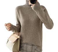 BAWUTZ Pull en Cachemire à Col Roulé pour Femme - Manches Longues, Tricoté, Col Montant - Automne et Hiver (Kamel, XXL)