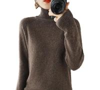 BAWUTZ Pull en Cachemire à Col Roulé pour Femme - Manches Longues, Tricoté, Col Montant - Automne et Hiver (Kaffeefarbe, L)