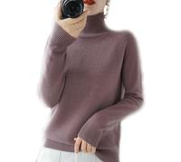 BAWUTZ Pull en Cachemire à Col Roulé pour Femme - Manches Longues, Tricoté, Col Montant - Automne et Hiver (Lila, XXL)