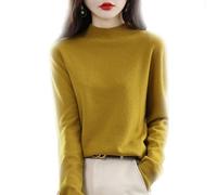 BAWUTZ Pull en Cachemire pour Femme, Pull 100% Solide décontracté, Hauts de Chemisier, Pull tricoté à col Montant, Pull à col roulé à Manches Longues pour l'automne et l'hiver (Erbsengrün,L)