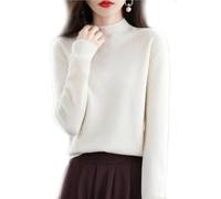 BAWUTZ Pull en Cachemire pour Femme, Pull 100% Solide décontracté, Hauts de Chemisier, Pull tricoté à col Montant, Pull à col roulé à Manches Longues pour l'automne et l'hiver (Weiß,3XL)