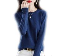 BAWUTZ Pull en Cachemire pour Femme, Pull 100% Solide décontracté, Hauts de Chemisier, Pull tricoté à col Montant, Pull à col roulé à Manches Longues pour l'automne et l'hiver (Blau,S)