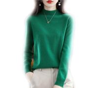 BAWUTZ Pull en Cachemire pour Femme, Pull 100% Solide décontracté, Hauts de Chemisier, Pull tricoté à col Montant, Pull à col roulé à Manches Longues pour l'automne et l'hiver (Grün,L)