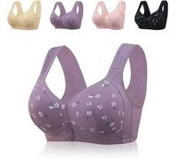 BAWUTZ Soutien-Gorge Daisy pour Femmes âgées, Soutien-Gorge Daisy Confortable, Soutien-Gorge Pratique en Coton boutonné sur Le Devant, Soutien-Gorge rembourré Daisy pour Personnes âgées (44/100,Lila)