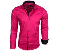 Baxboy B-500 Chemise à manches longues pour homme, pour le travail, les loisirs, les mariages, facile à repasser, coupe ajustée, col Kent, Rose, XL