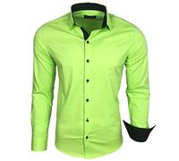 Baxboy B-500 Chemise à manches longues pour homme, pour le travail, les loisirs, les mariages, facile à repasser, coupe ajustée, col Kent, vert, S