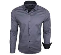 Baxboy B-500 Chemise à manches longues pour homme, pour le travail, les loisirs, les mariages, facile à repasser, coupe ajustée, col Kent, anthracite, XXL