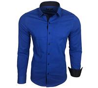 Baxboy B-500 Chemise à manches longues pour homme, pour le travail, les loisirs, les mariages, facile à repasser, coupe ajustée, col Kent, Sax, 3XL