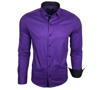 Baxboy B-500 Chemise à manches longues pour homme, pour le travail, les loisirs, les mariages, facile à repasser, coupe ajustée, col Kent, lilas, L