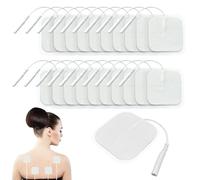 Baxcdyswe 20pcs Électrodes, 5x5cm Electrodes Electrostimulateur, Kit Remplacement Réutilisable avec Connecteur 2mm pour Votre Électrostimulateur avec Votre Électrostimulateur pour EMS