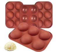 Baxcdyswe 4 Pièces Moule Demi Sphere Silicone, 6 Trous Ø 5.4 cm - Pour Gelée, Mousse en Dôme, Gâteaux, Boule de Chocolat