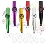 Baxcdyswe 6 Pièces Kazoo Instrument, Kazoo Enfant avec 12 Membranes, Kazoo Métal, Kazoo Jeu Blind Test en 6 Couleurs pour Cadeaux de Fête, Flûte Nasale pour Enfants, Amateurs de Musique, Débutants