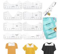 Baxcdyswe 8 Pièces Guide de Règle de T-Shirt, Regle Couture avec 1 Ruban à Mesurer Souple de 150cm, Guide Des Tailles, Outils d'Alignement T-Shirt Règles d'Alignement pour Adultes, Jeunes et Enfants