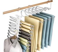 Baxcdyswe 9 en 1 Cintre Pantalon, 2PCS Ceintre pour Pantalons, Cintre Gain de Place, Multifonctionnel Porte-Pantalons Pliable Antidérapant Cintre Multiple pour Écharpes, Jeans, Vêtements, Serviettes