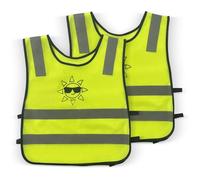 Baxcdyswe Gilet Jaune Enfant 2 PCS, Gilet de Sécurité, Gilet Reflechissant Velo, Gilet Respirant Réfléchissant Jaune Haute Visibilité à 360 °, Taille Universelle pour Enfants de 3 à 12 Ans