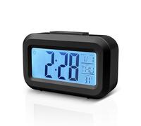 Baxcdyswe Horloge Numérique, Reveil Numerique, Alarm Réveil LED avec Fonction Snooze, Réveil Horloge Digitale sans Tic-Tac avec Affichage Date, Température, Horloge de Bureau à Piles (Noir)