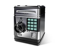 Baxcdyswe Tirelire Enfant Electronique, Tirelire avec Mot de Passe,Tirelire ATM Coffre-Fort, Aspire Automatiquement Les Billets Coffre Cash, Cadeaux d'anniversaire Noël pour Garçons Filles (Noir)