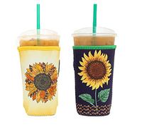 Baxendale Lot de 2 manchons pour café glacé de taille moyenne à grande - en néoprène (2 grandes tasses de 907,2 g, tournesol)