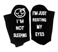 BAXIXINGYUNMU Crew Socks, Funny Sayings Cotton Socks I Am Not Sleeping Just Resting My Eyes Hosiery Gifts