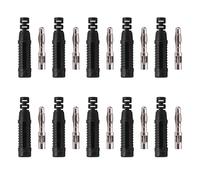 Baxnore 10 pcs 4 mm banane industrielle, connecteurs masculins de matériau en cuivre rouge avec logement protégé, test des accessoires d'équipement pour la mesure électrique (Noir)