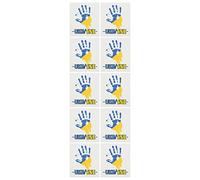 Baxnore 10pcs PVC Autocollant Ukraine Autocollant à main Impression à main Sticker décoratif 8x7cm pour les décalcomanies durables extérieures intérieures